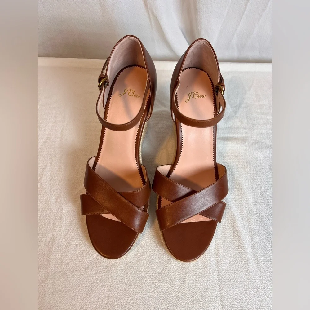 J. Crew womens leather espadrille wedge sandal - Picture 2 of 9